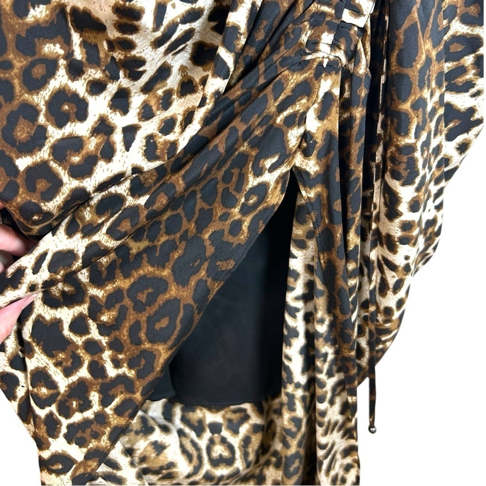 Veronica Beard - Women’s ‘Ari’ Leopard Silk Skirt, Ruched - Nude/Brown X-Small - Picture 16 of 17